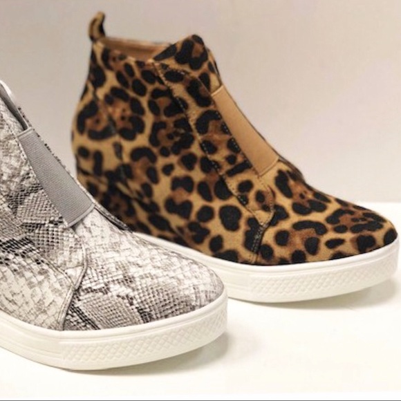 NEW! LEOPARD Print Platform Wedge Sneakers - Picture 3 of 4